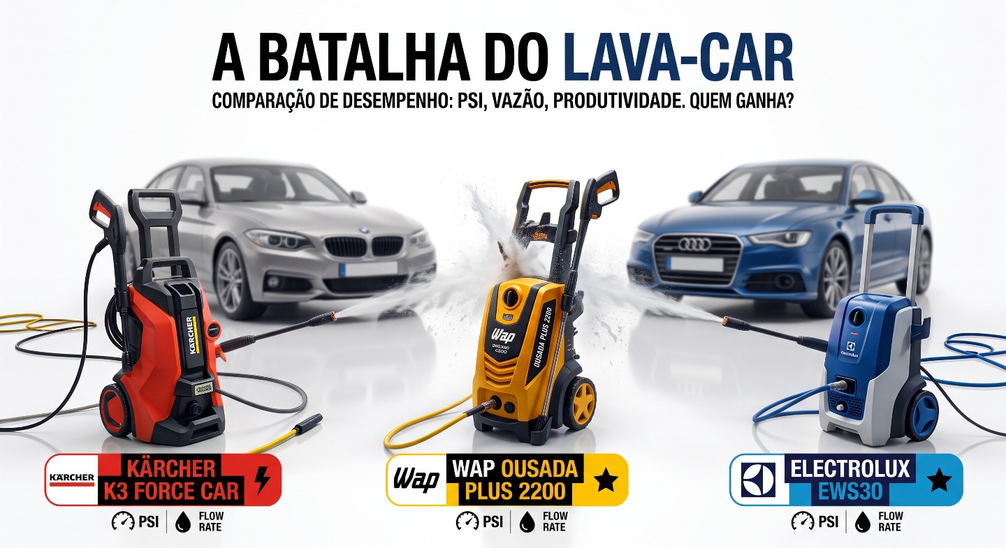 WAP, Kärcher ou Electrolux: Qual Lavadora de Alta Pressão Vale Mais a Pena para Lavar Carros?